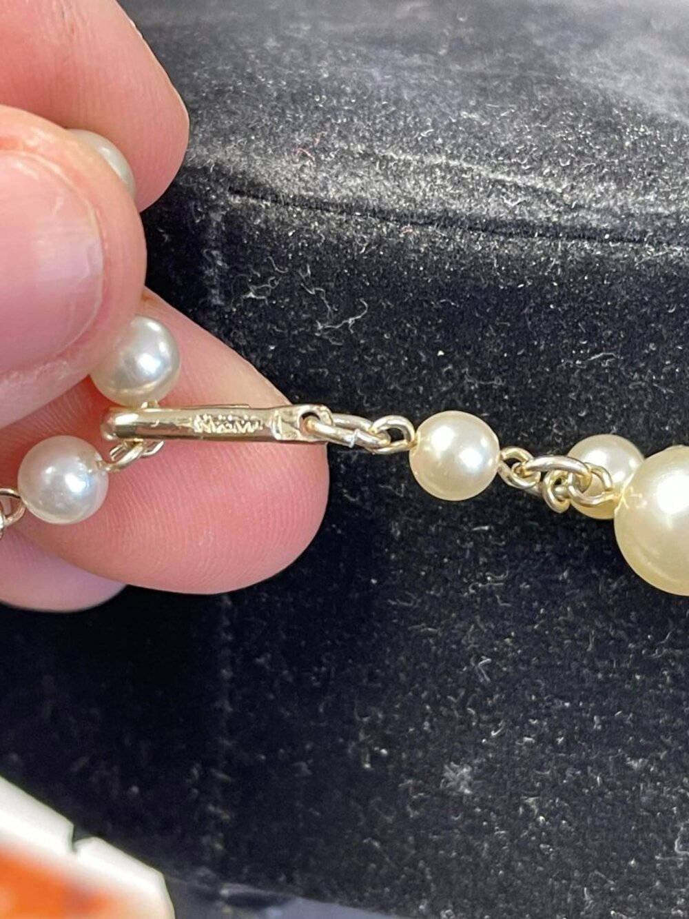 Vintage Gold and Faux Pearl 3 Strand Necklace - Picture 6 of 7